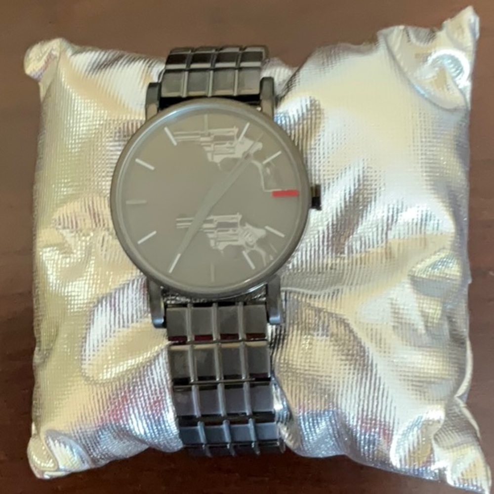New. Andy Warhol gun stainless steel watch